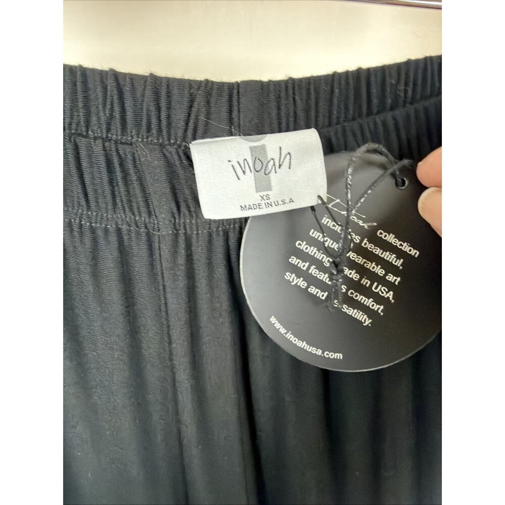 NWT Inoah Black Ruched Draping Hem Pull On Pants #0866 Size XS USA - Picture 5 of 5
